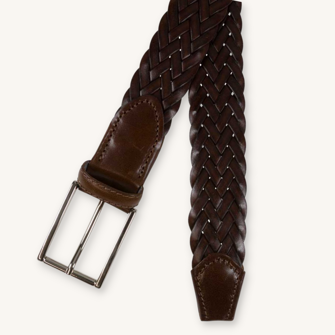 Anderson's Woven Leather Belt Brown