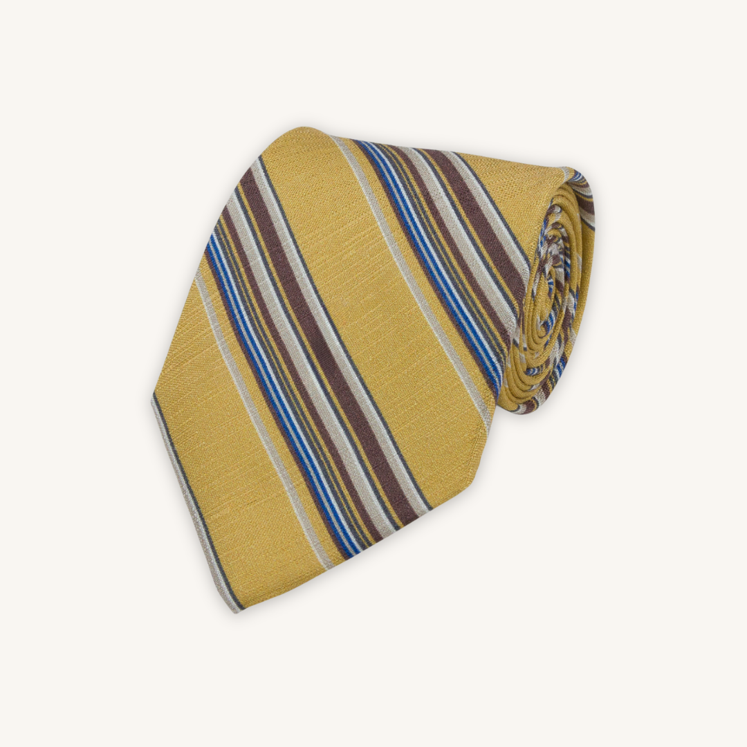 Blue and Yellow Striped Tie