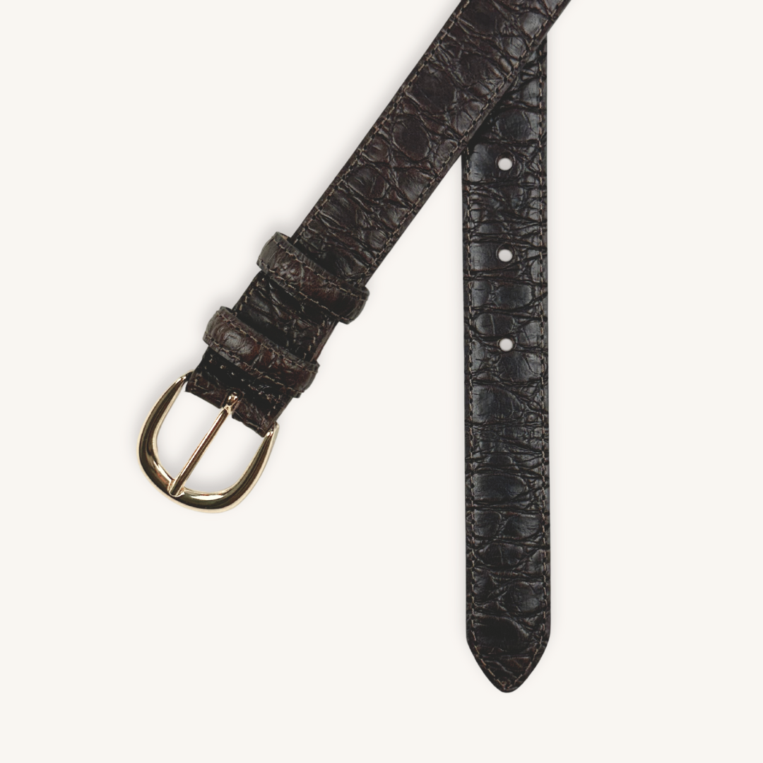 Brown Croc Embossed Leather belt