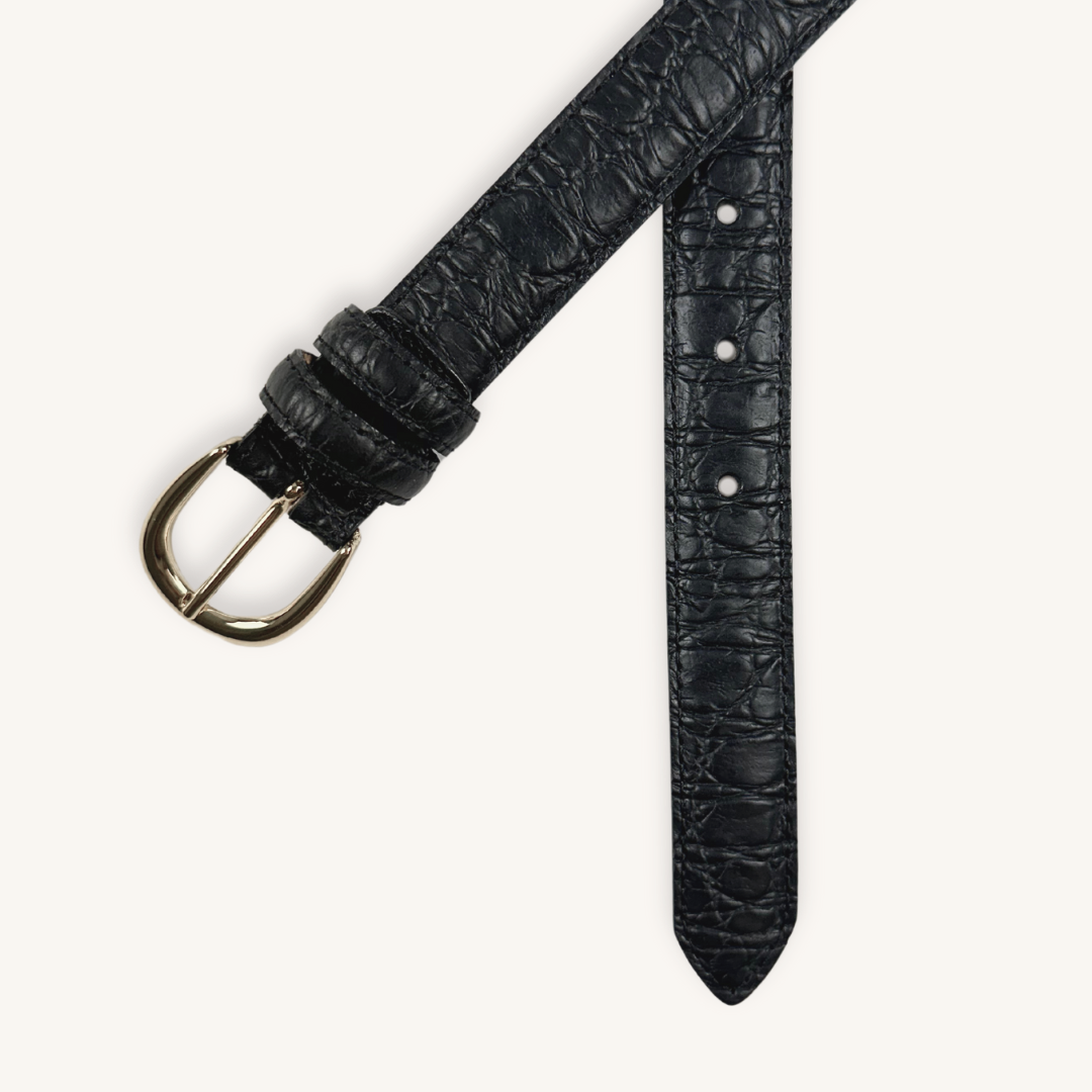 Black Croc Embossed Leather belt