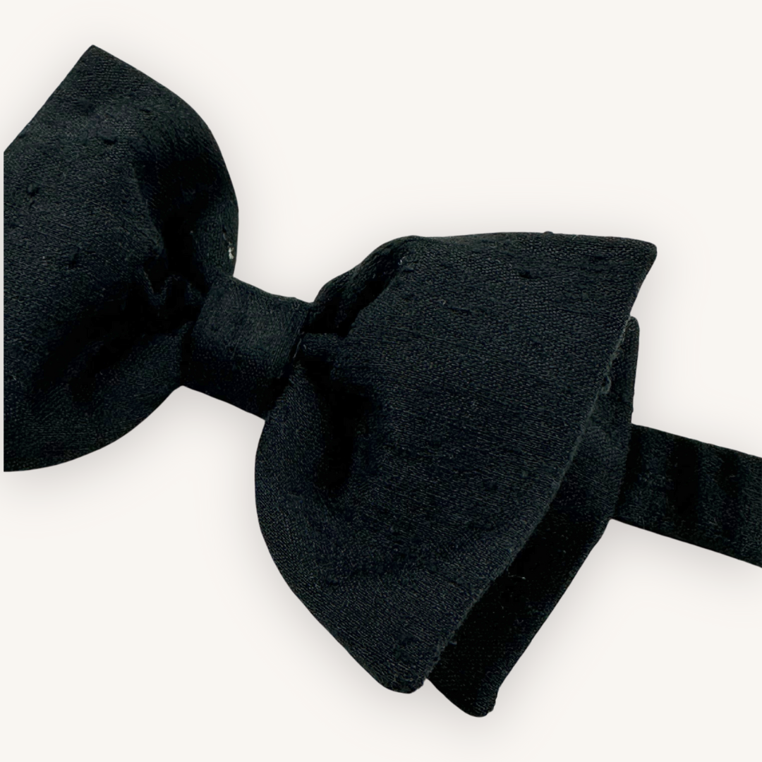 Black Silk Shantung Bow Tie