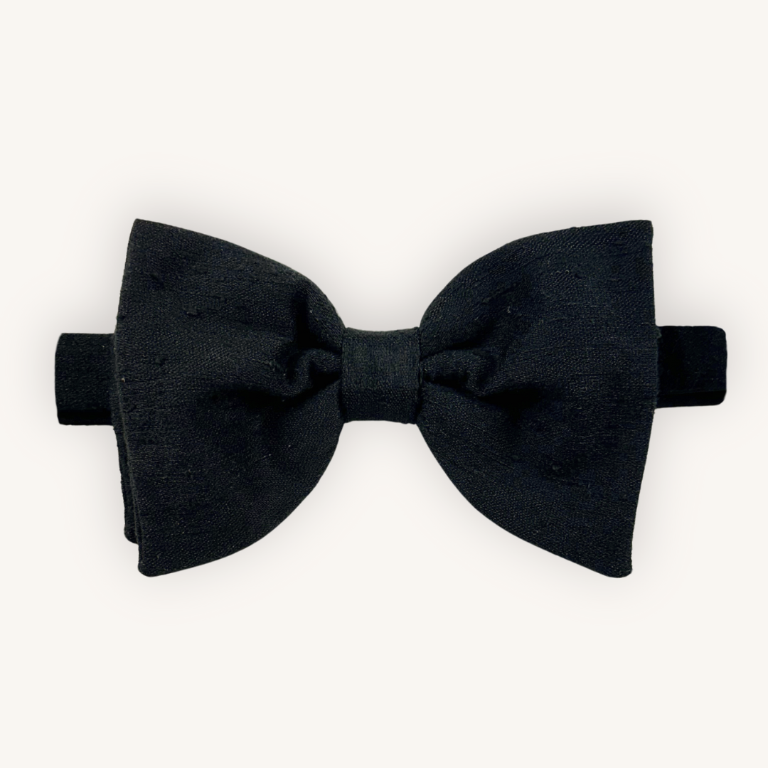 Black Silk Shantung Bow Tie