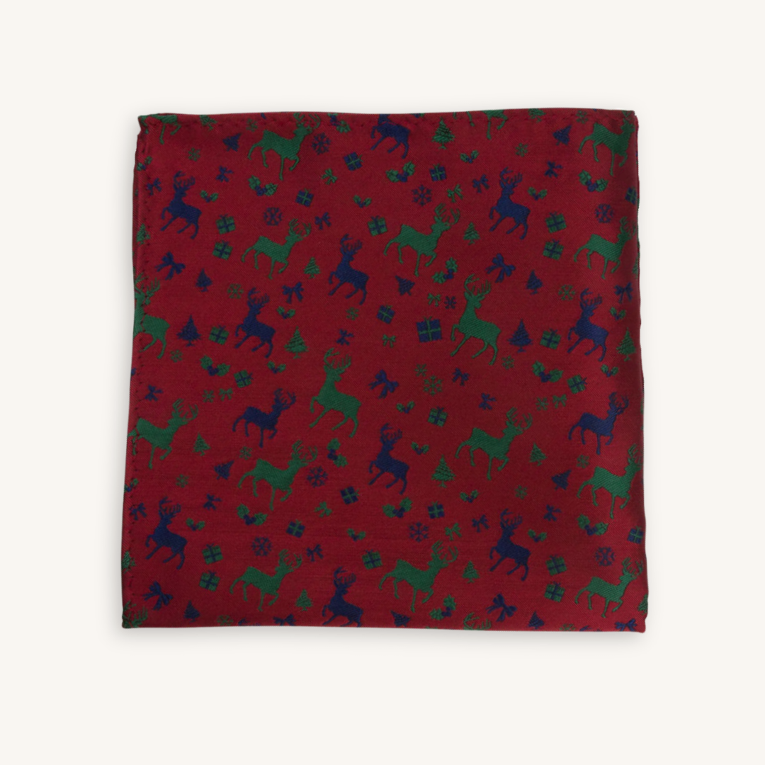 Red Reindeer Pocket Square