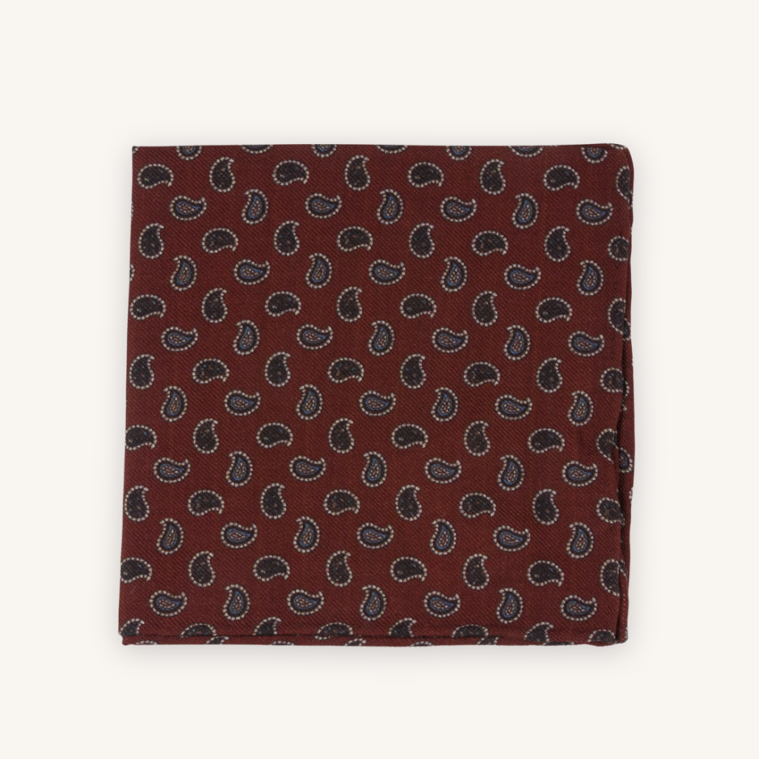 Burgundy Wool Pocket Square