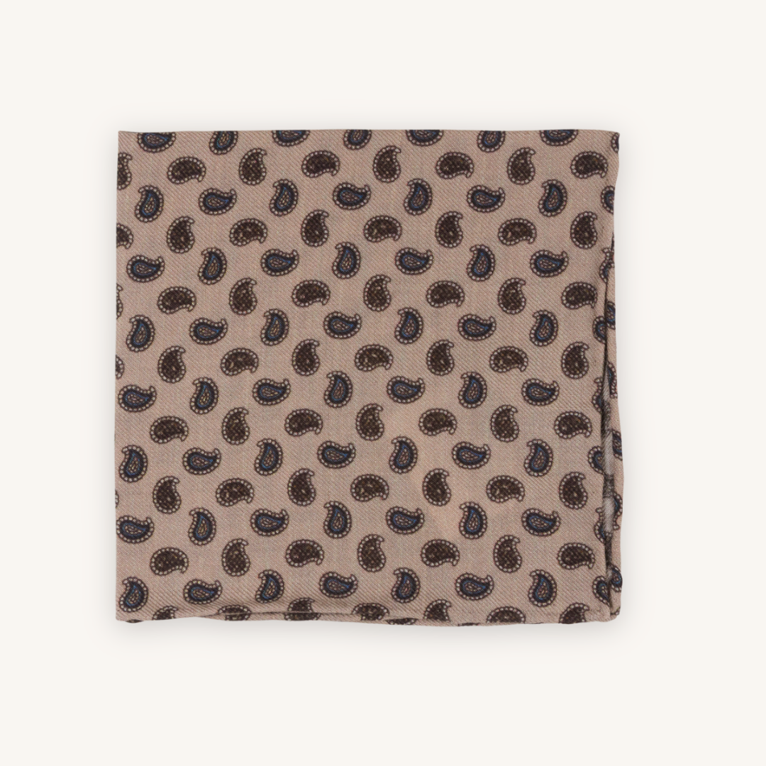 Beige Wool Pocket Square