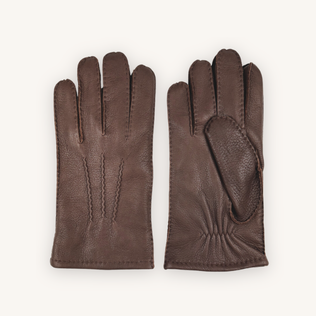 Cognac Brown Deerskin Gloves