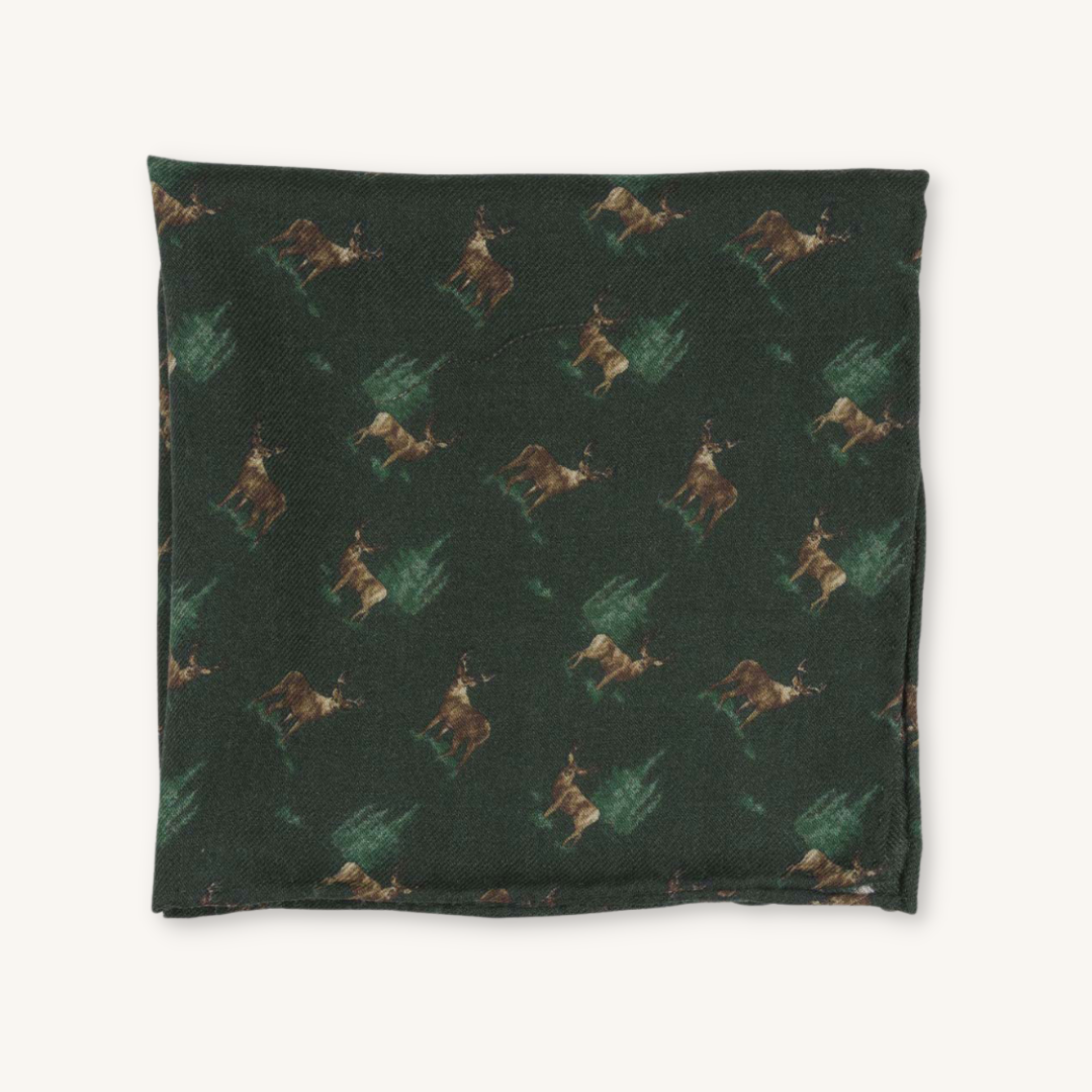 Green Wool Pocket Square