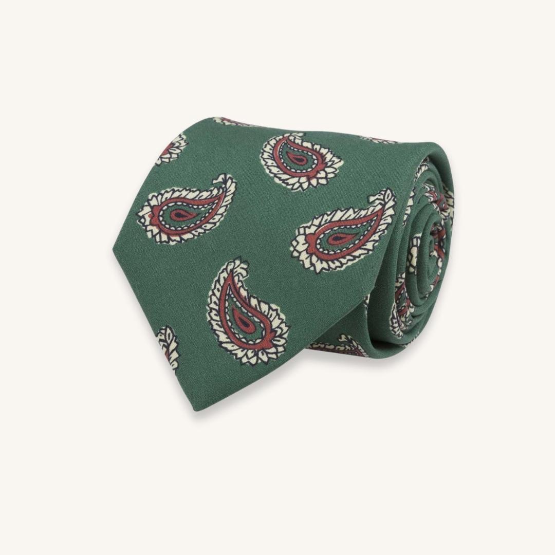 Green Paisley Silk Tie